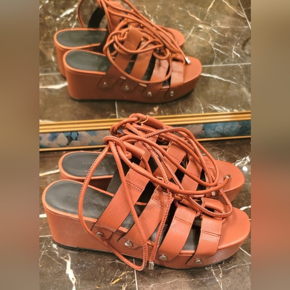 Rebecca Minkoff Women's Iven Platform Wedge Sandals leather 7.5 - Picture 2 of 7